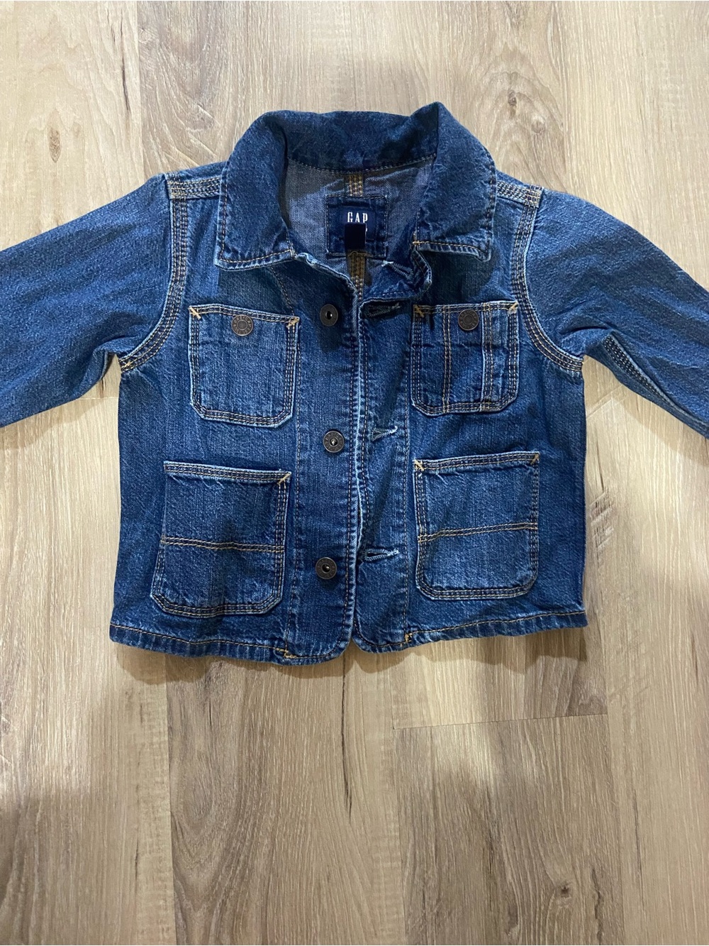 GAP Kids Dark Blue Denim Jacket with Patch Pockets